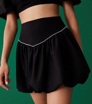 New Look All Blinged Up Black Diamante Puff Skirt